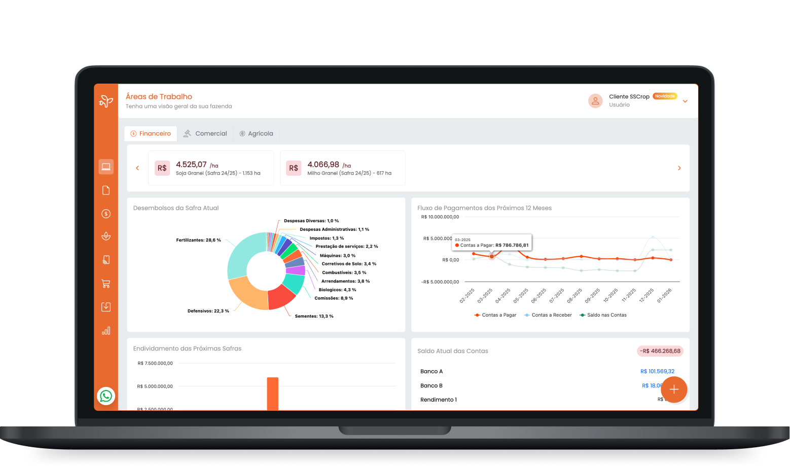 Imagem de um computador e um mobile com a versão V3 do Sistema SSCrop